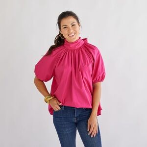 Caryn Lawn Ryan Bow Top Fuchsia